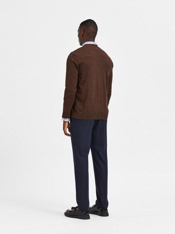 SELECTED HOMME Knit Cardigan 'BERG' in Brown