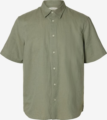 Coupe regular Chemise 'SLHCLAY' SELECTED en vert : devant