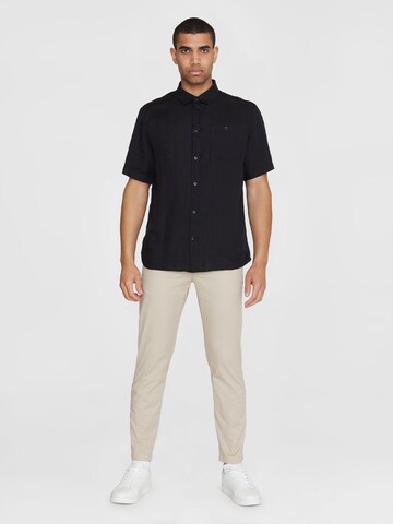KnowledgeCotton Apparel Regular Fit Hemd in Schwarz