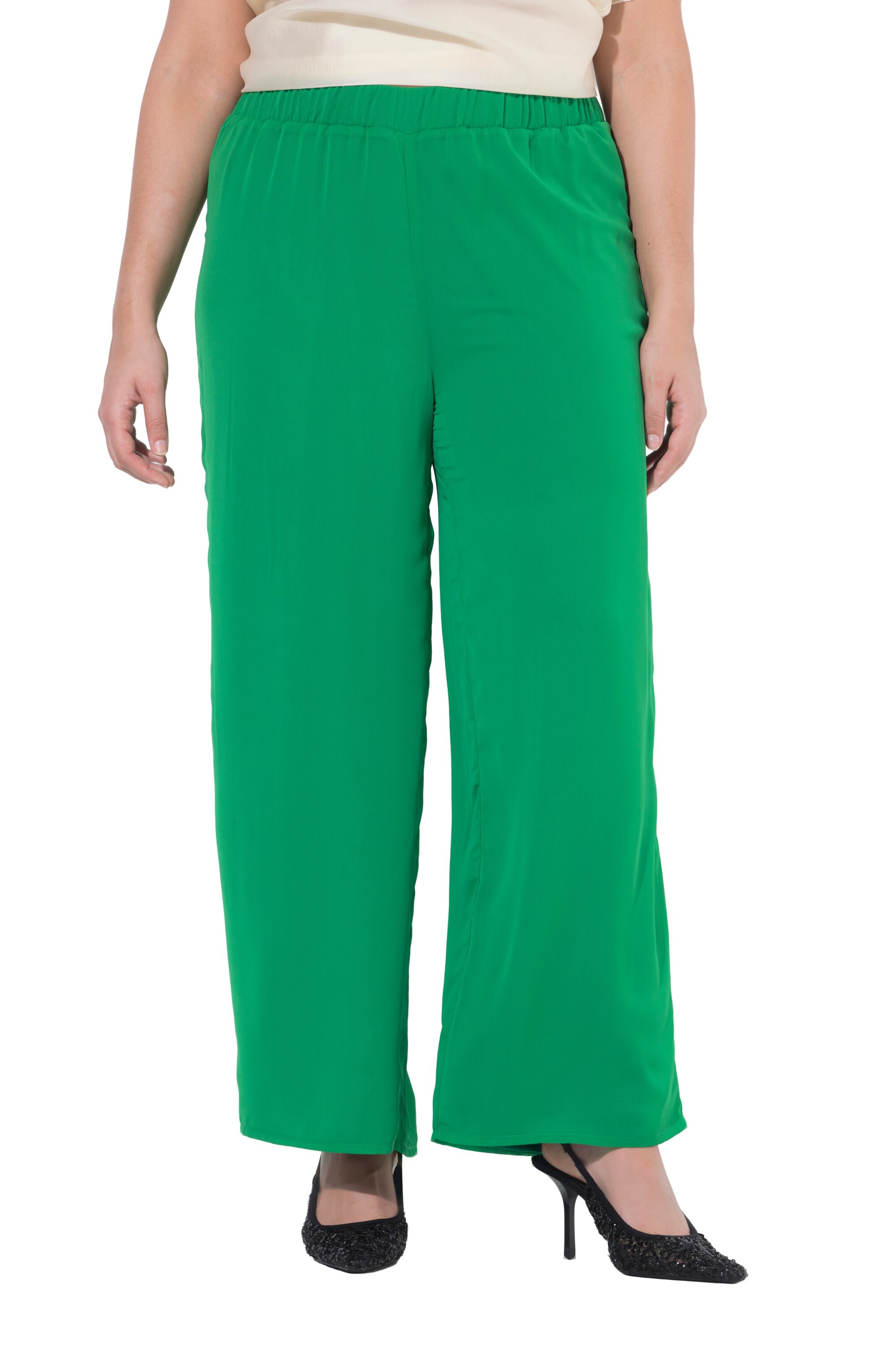 Ulla Popken Wide Leg Hose in Grün: Vorderseite