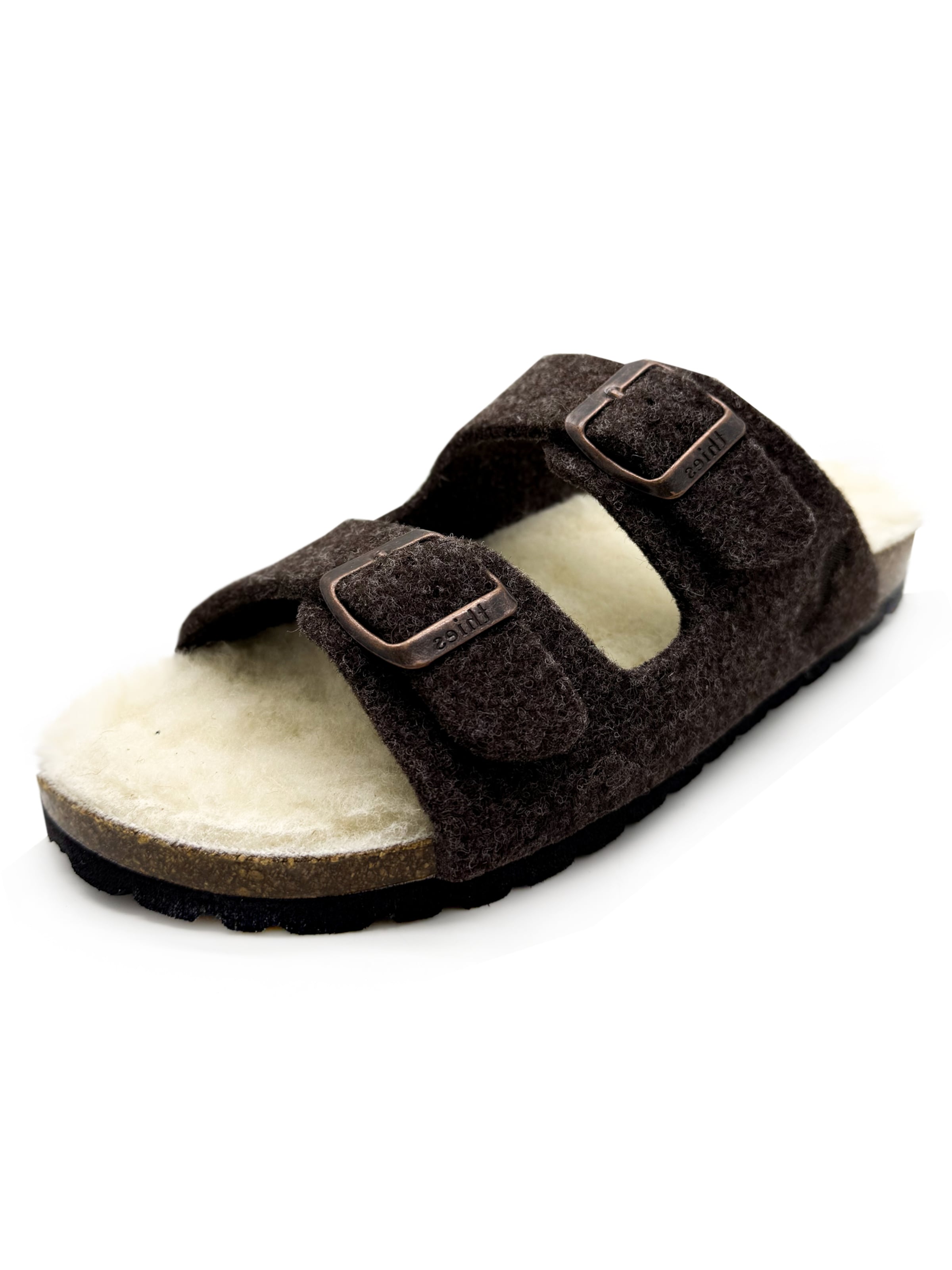 thies Mules 'thies 1856 ® Recycled Wool Sandal' in Brown: front