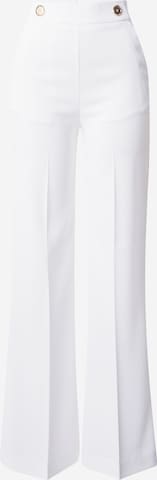 PINKO Wide leg Pleated Pants in White: front