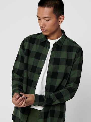 Only & Sons Slim fit Button Up Shirt in Green