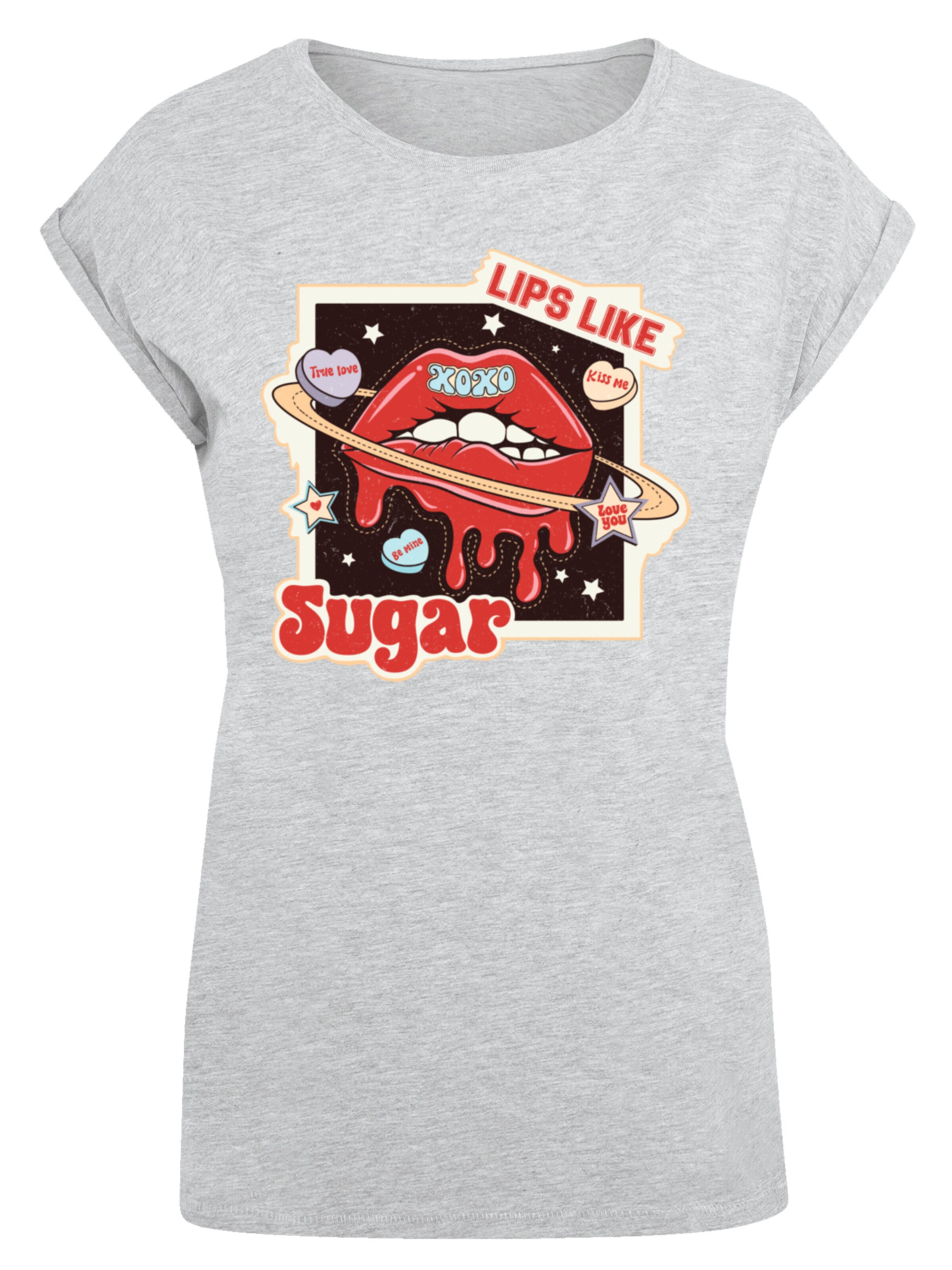 T-shirt 'Lips like sugar retro fashion  Valentinstag' F4NT4STIC en gris : devant