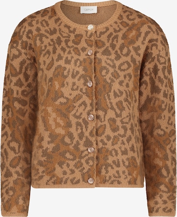 brūns Cartoon Adīta jaka: no priekšpuses