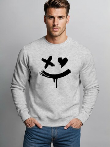 Neverless Sweatshirt 'Creepy Smile' in Grey
