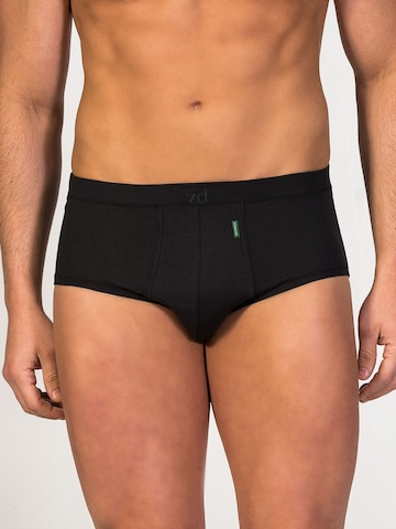 zd ZERO DEFECTS Panty 'Saturno Soya fly Front Brief' in Black: front