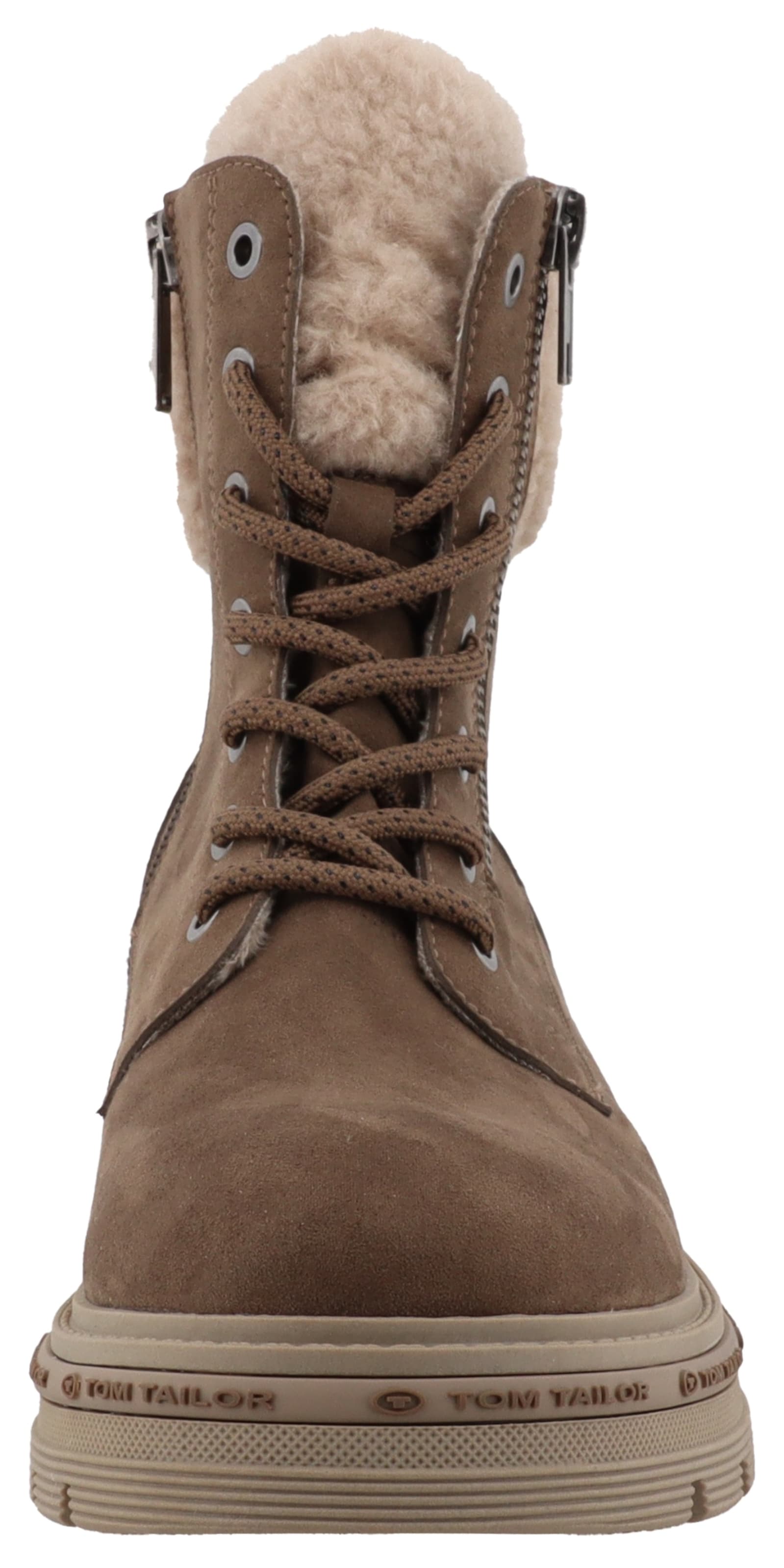 TOM TAILOR Μποτάκι με κορδόνια σε καφέ