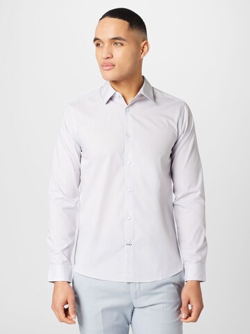 Coupe slim Chemise business BURTON MENSWEAR LONDON en gris : devant