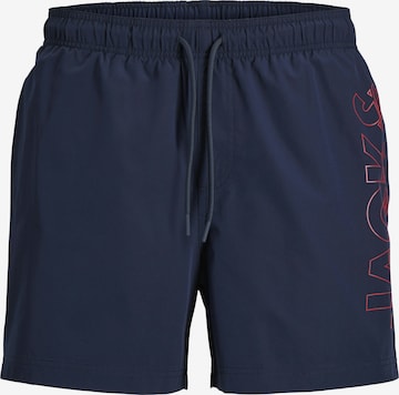 JACK & JONES Swimming shorts 'Jack & Jones Heren Zwemshort JPSTMAUI WAVE Logo Effen' in Blue: front