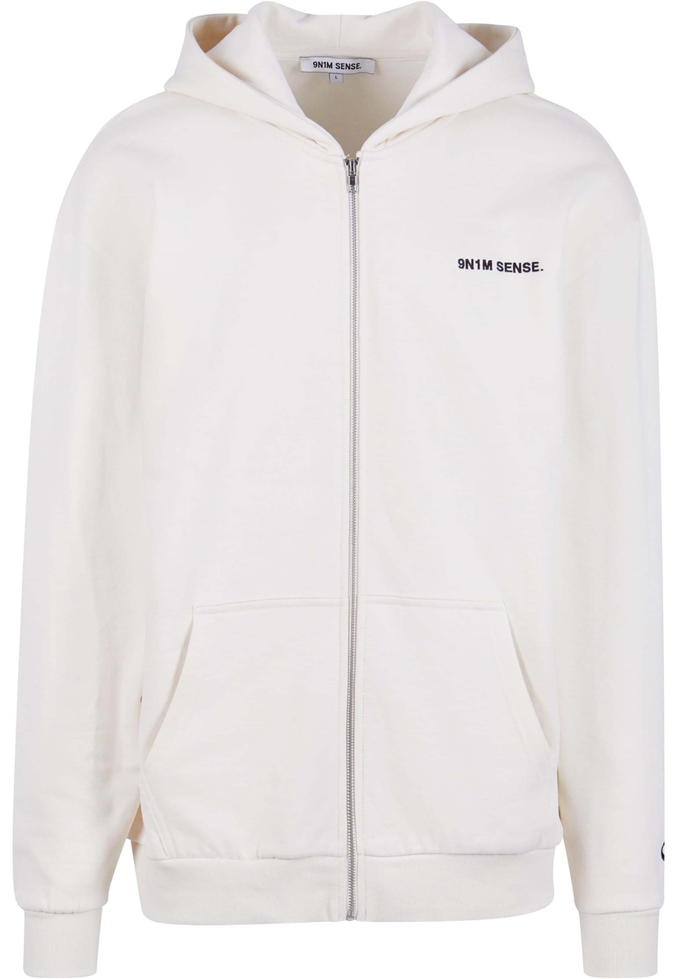 9N1M SENSE Bluza rozpinana 'Essential' w kolorze biały: przód