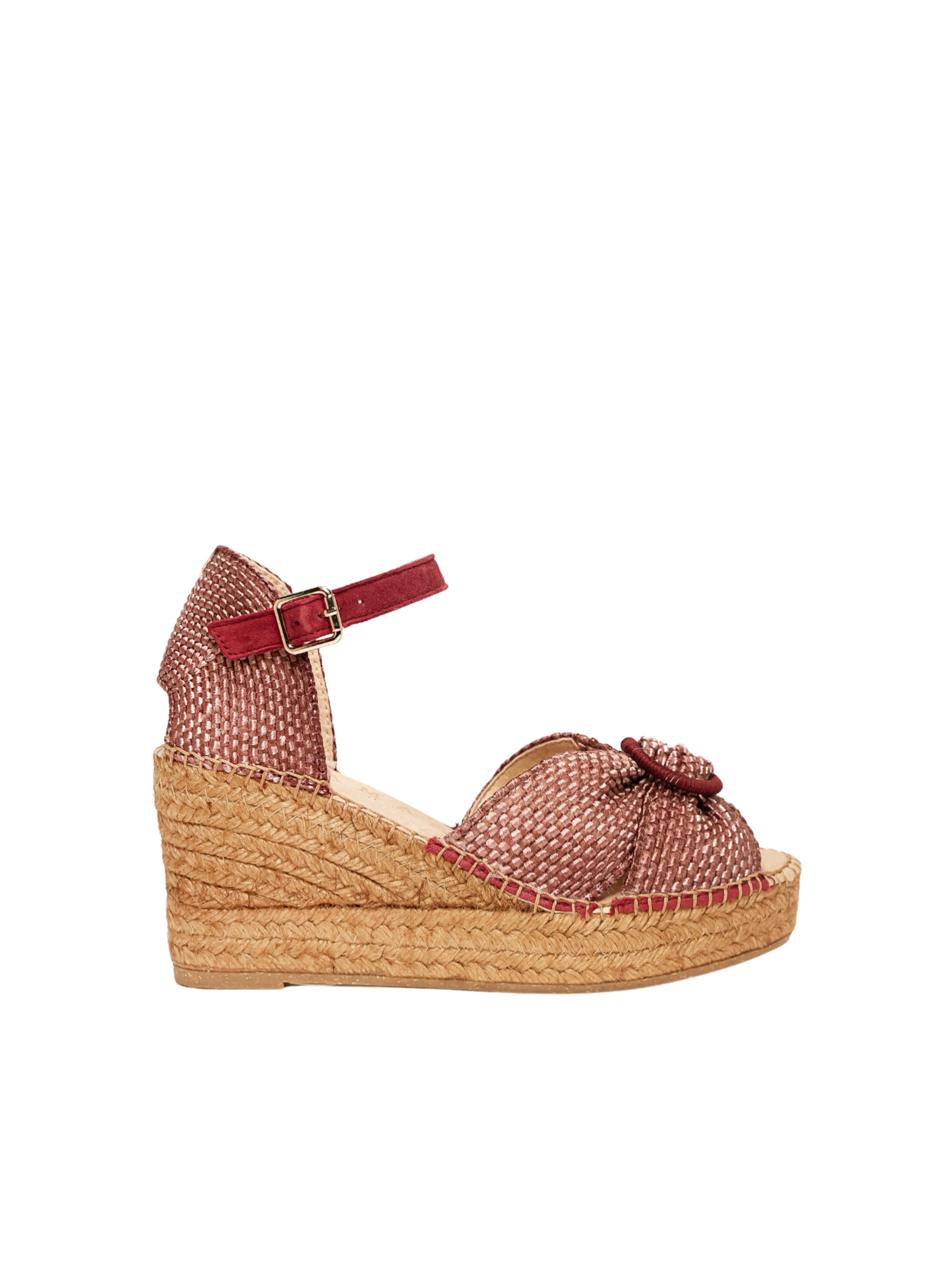 Alhamas Strap sandal 'Alpargata Cuña 8 cm' in Red: front