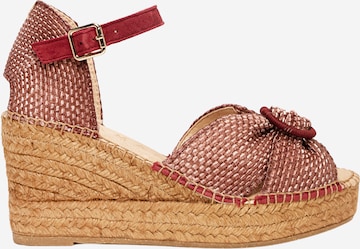 Alhamas Sandalen met riem 'Alpargata Cuña 8 cm' in Rood: voorkant