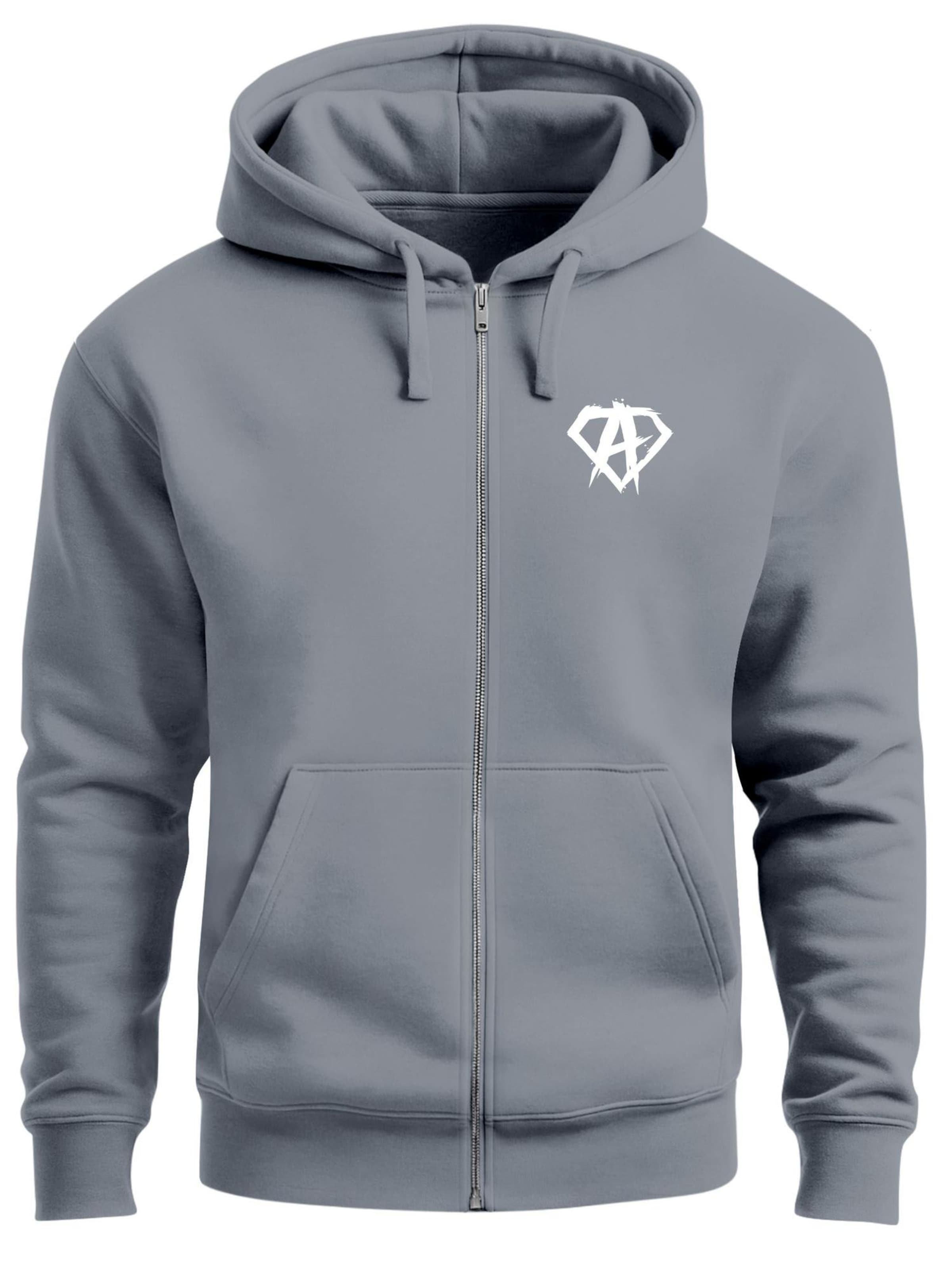 Neverless Zip-Up Hoodie 'Anarchy Gym' in Grey: front