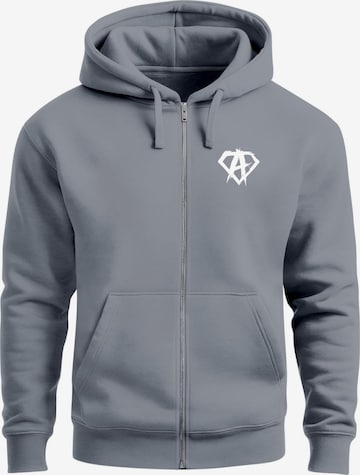 Neverless Zip-Up Hoodie 'Anarchy Gym' in Grey: front