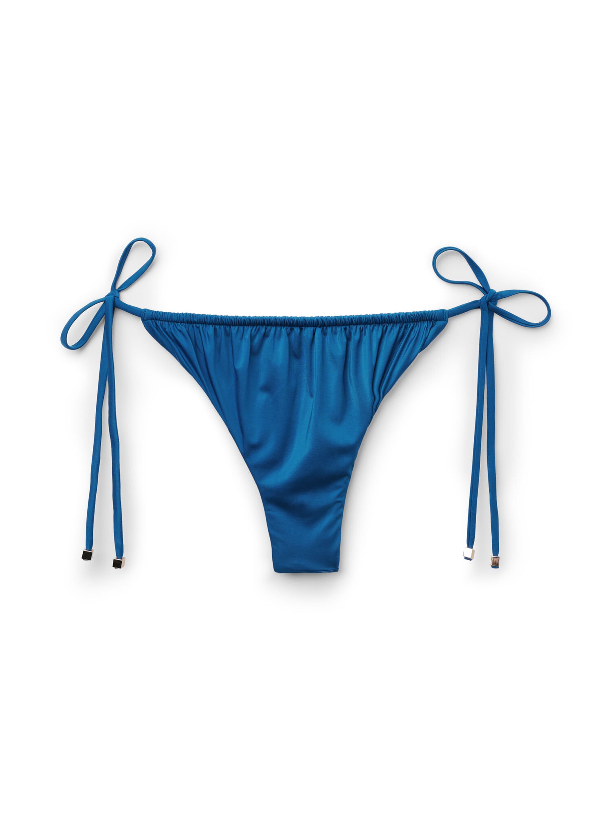 CALZEDONIA Bikini Bottoms 'Shiny Satin' in Blue: front
