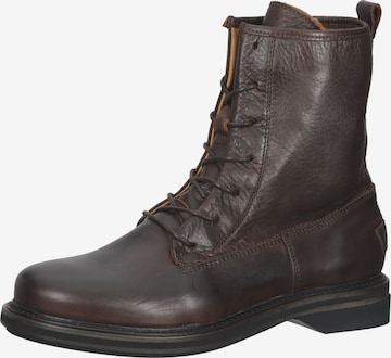 SHABBIES AMSTERDAM Lace-Up Ankle Boots in Brown: front