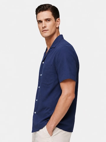ALLTHEMEN Comfort fit Button Up Shirt 'Flut' in Blue