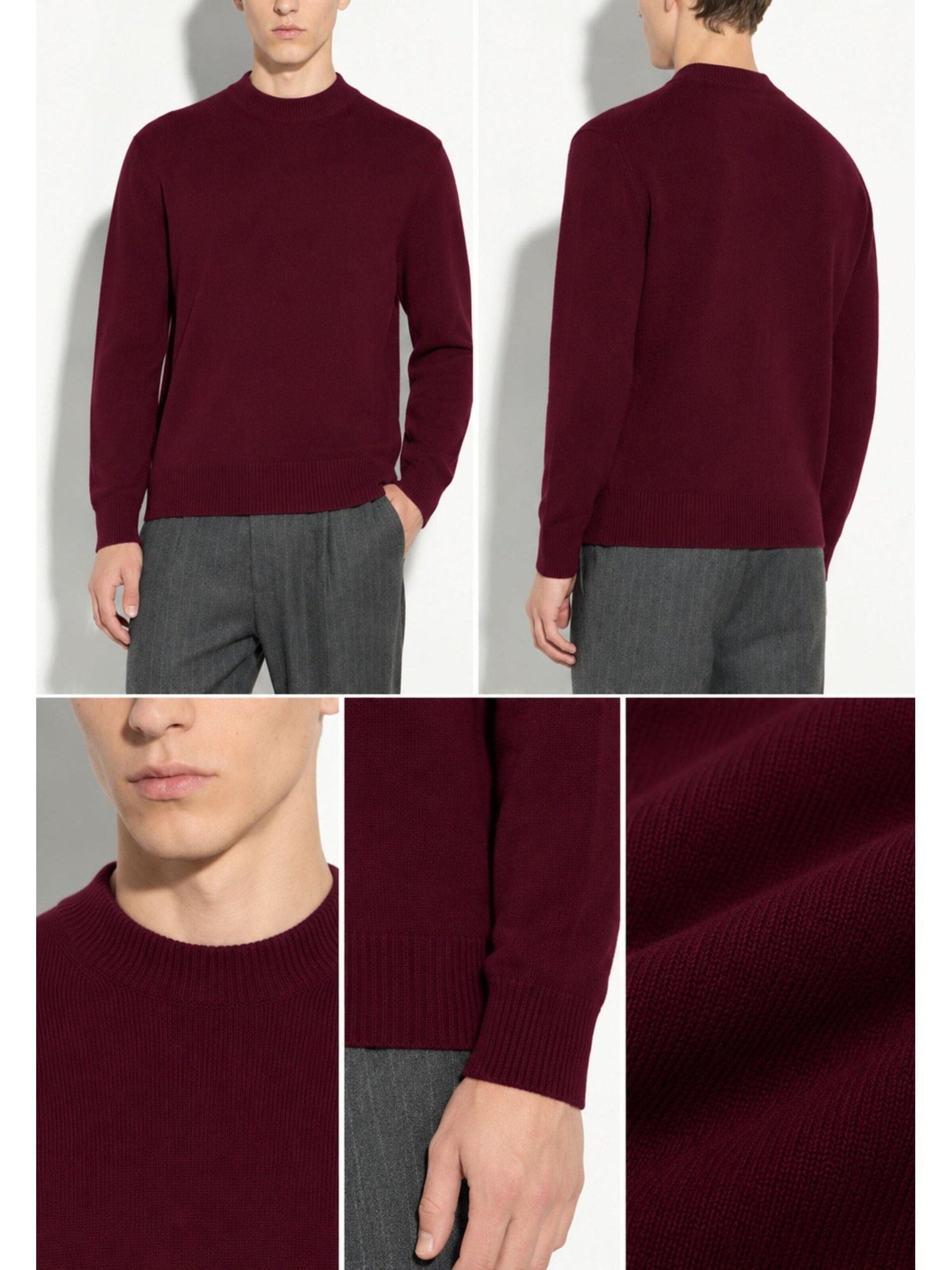 Paolo Pecora Milano Tröja 'Men's Crew Neck Sweater in 100% Virgin Merino Wool' i röd
