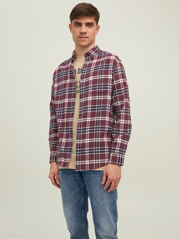 JACK & JONES Regular fit Button Up Shirt in Red: front