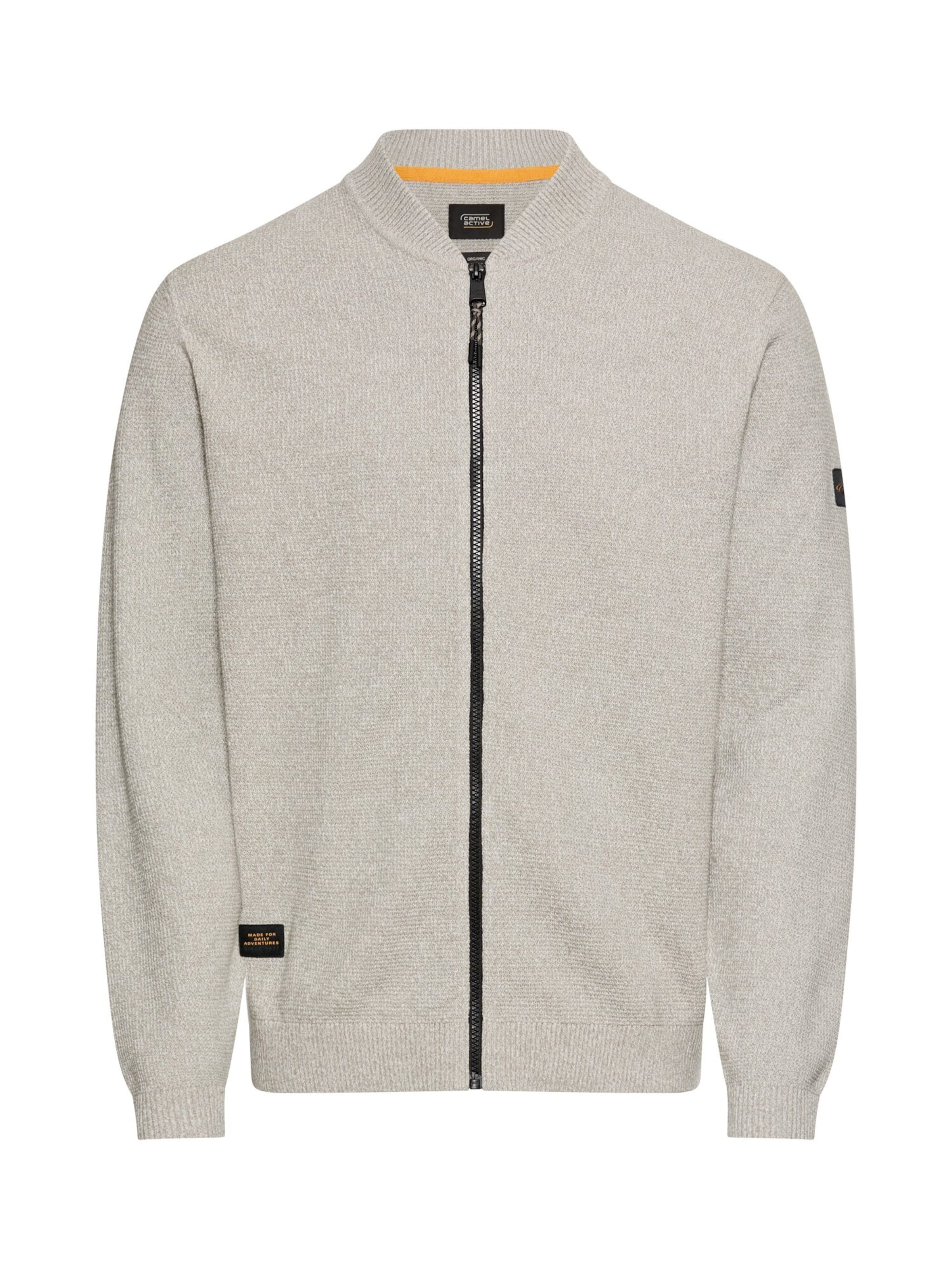 CAMEL ACTIVE Strickjacke mit Bomberkragen in Grau: Vorderseite