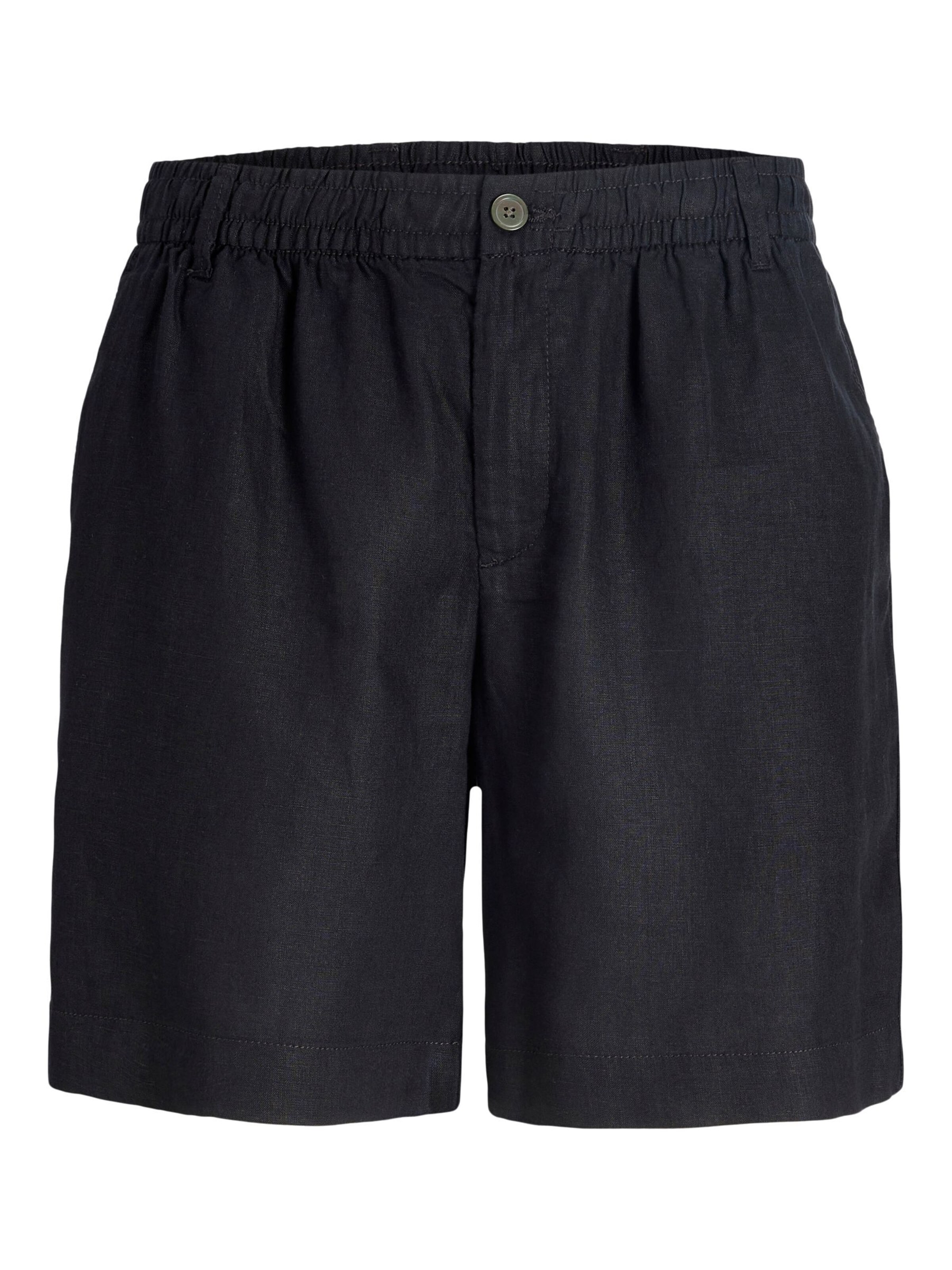 JACK & JONES Wide Leg Lærredsbukser 'JPSTBill JJLawrence' i sort: forside