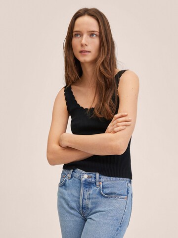 MANGO Knitted Top 'CROCHY' in Black: front