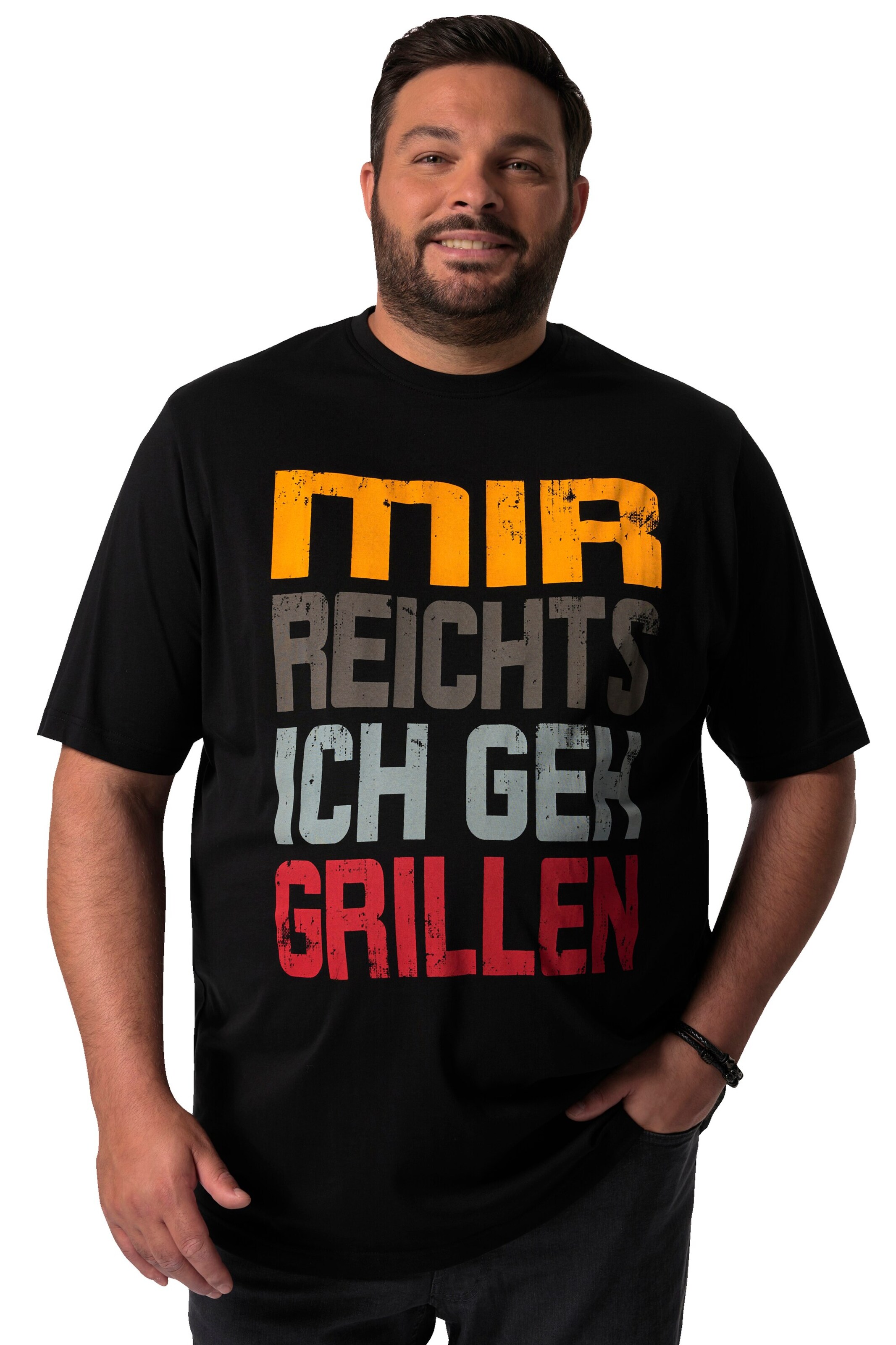 Men Plus T-Shirt in Schwarz: Vorderseite