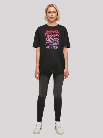 F4NT4STIC Oversized Shirt 'DC Comics Wonder Woman Gradient Text' in Black