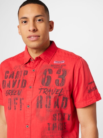 CAMP DAVID Regular fit Button Up Shirt in Red