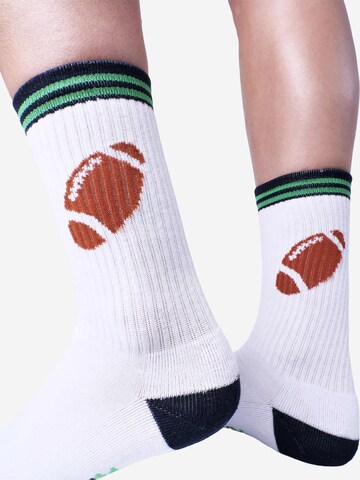 UNABUX Socken 'Touchdown' in Weiß