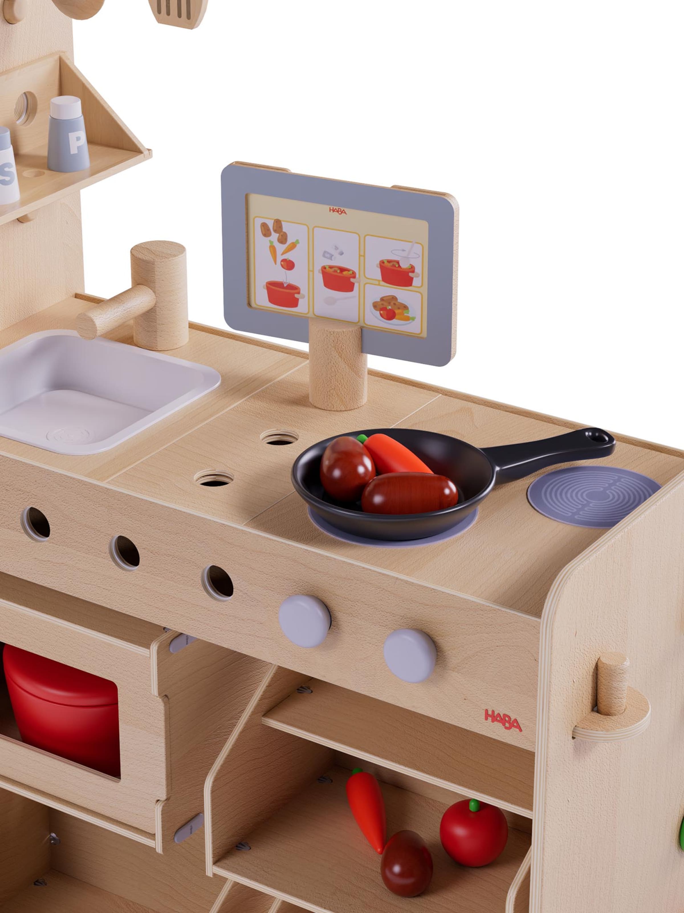 HABA Spel ' Spiel Studio 3 in 1 – Küche, Kaufladen & Werkstatt ' in Gemengde kleuren