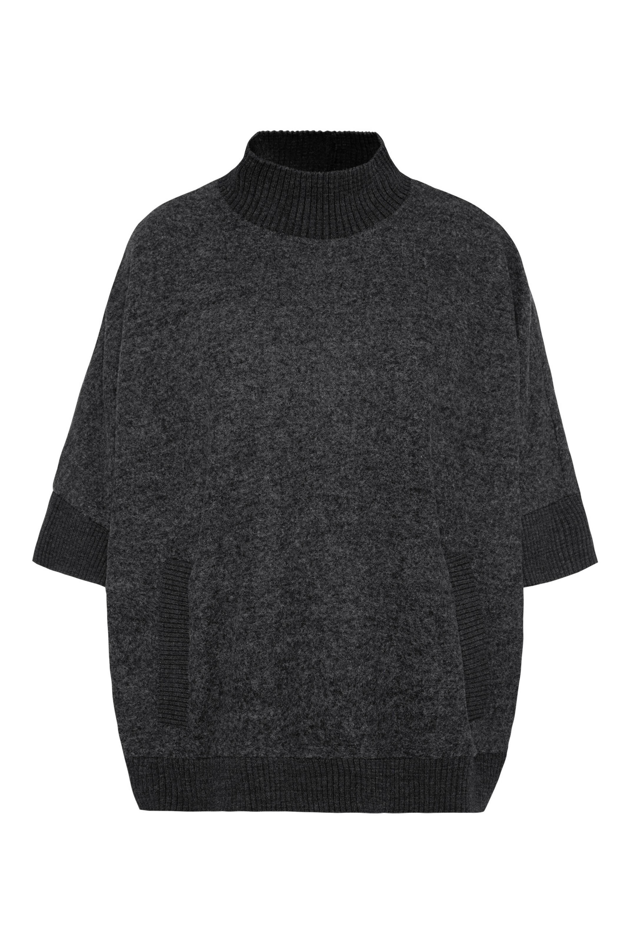 Soccx Oversized Pullover mit Stehkragen und Taschen in Schwarz: Vorderseite