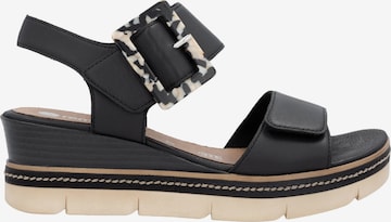 REMONTE - Sandalias 'Artigo-Sandalen mit Keilabsatz aus Leder' en negro: frente
