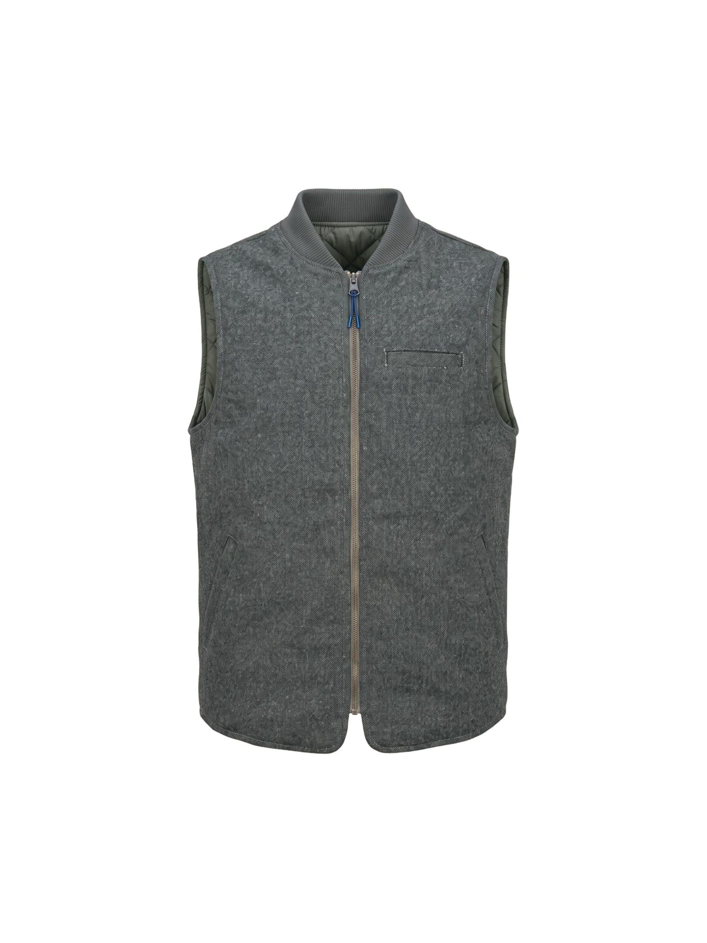 Bl'ker Vintage Vest 'DONEGAL REVERSIBLE VEST OWL GREEN' in Green: front