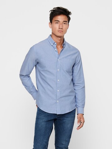 Only & Sons Slim fit Button Up Shirt 'Alvaro' in Blue: front