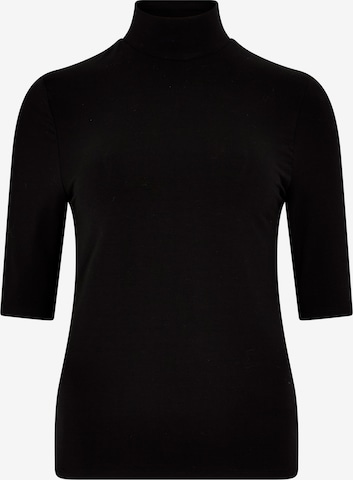 Apricot Jersey Mock Neck Top ' ' in Schwarz: Vorderseite