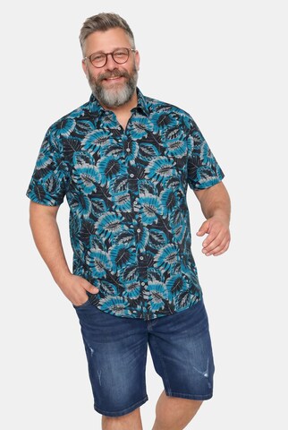 Men Plus Comfort Fit Hemd in Schwarz: Vorderseite