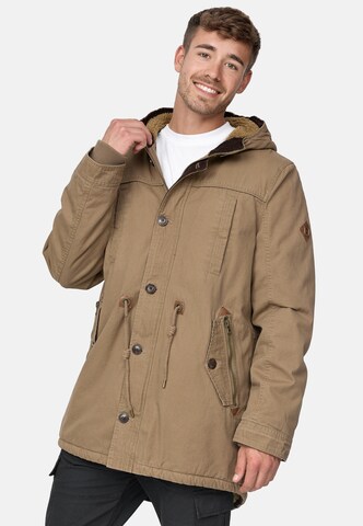 INDICODE JEANS Winter Parka 'Barge' in Brown: front