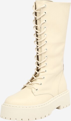 STEVE MADDEN Lace-Up Boots 'Vroom' in White: front