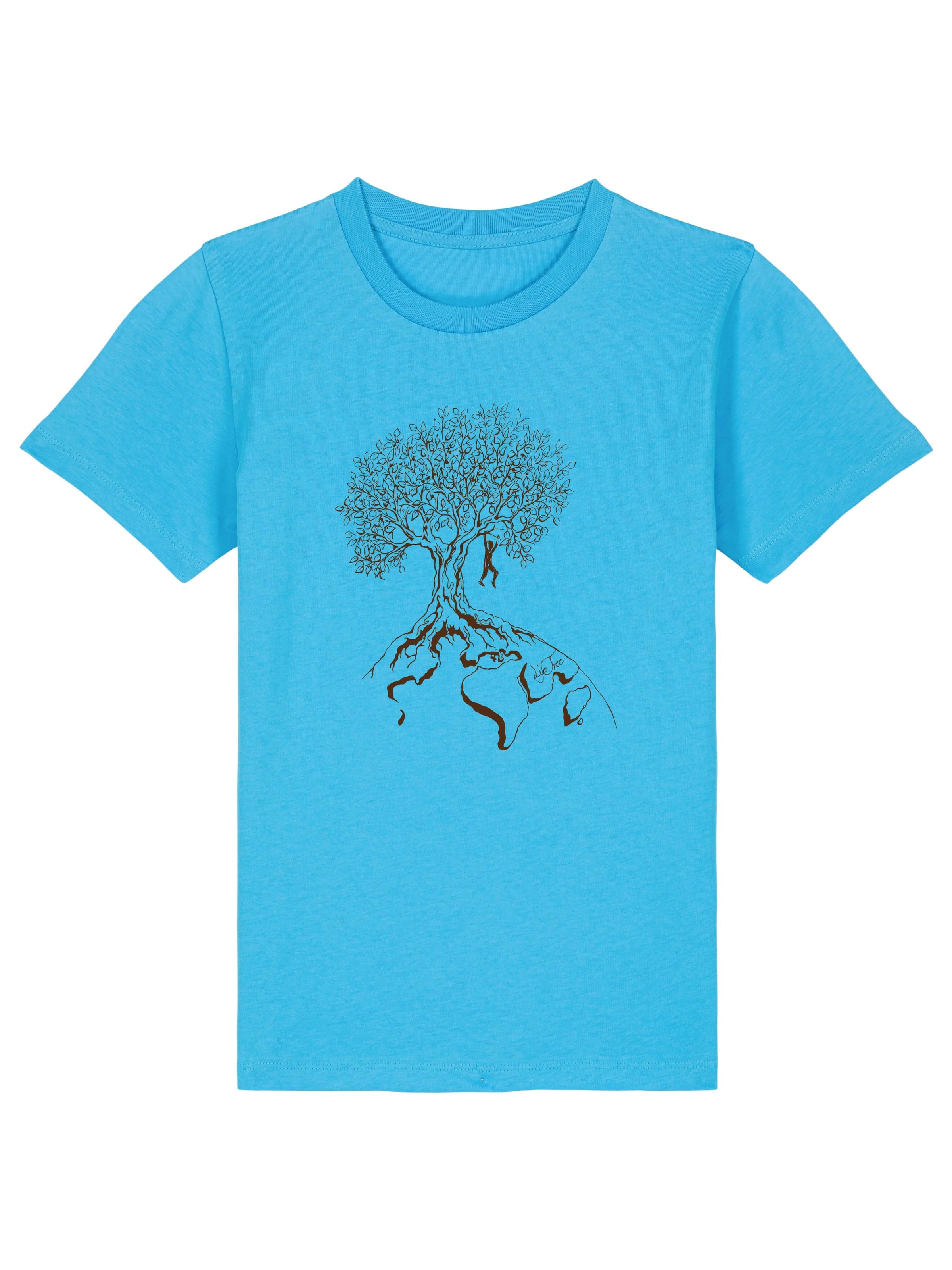 Life-Tree Shirt 'Organic Fairwear Shirt Kids Unisex Hanging On' in Blue: front