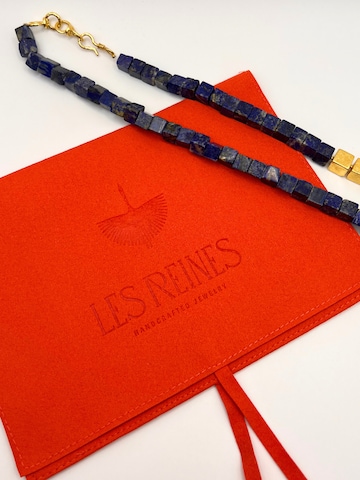 Les Reines Ketting 'Nocturne - Beaded Necklace (Lapis) with 24K Plated Beads' in Blauw
