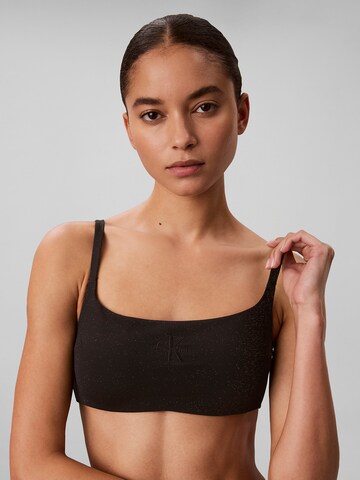 Calvin Klein Underwear Bustier Bikinitop 'Metallic Bralette CK Monogram' in Zwart