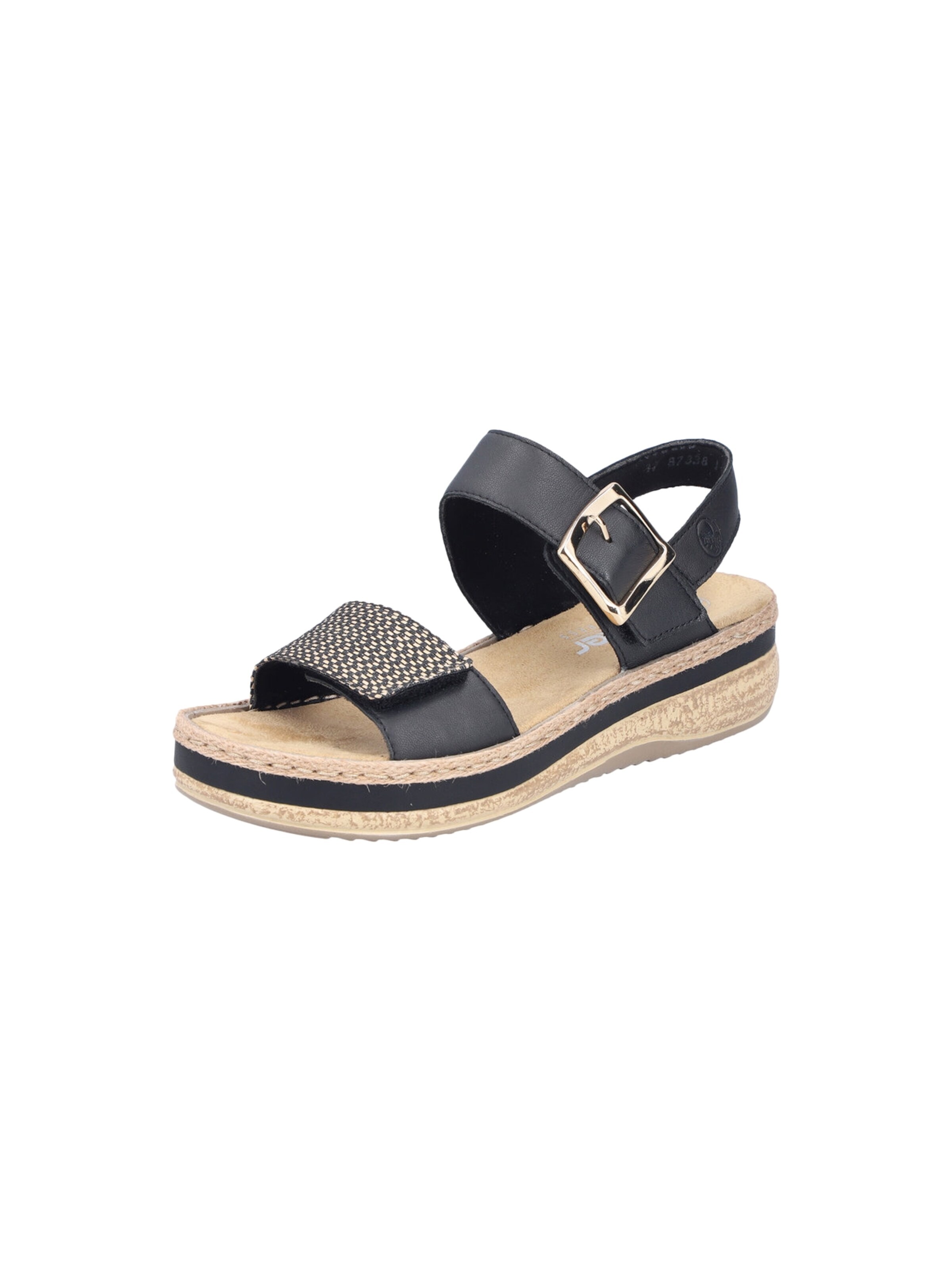 Rieker Sandały 'Rimo-Sandalen aus Leder mit Keilabsatz' w kolorze srebrny: przód