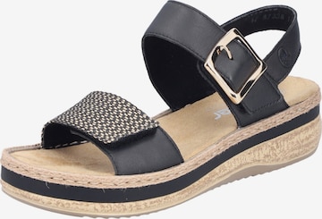 Rieker Sandały 'Rimo-Sandalen aus Leder mit Keilabsatz' w kolorze srebrny: przód