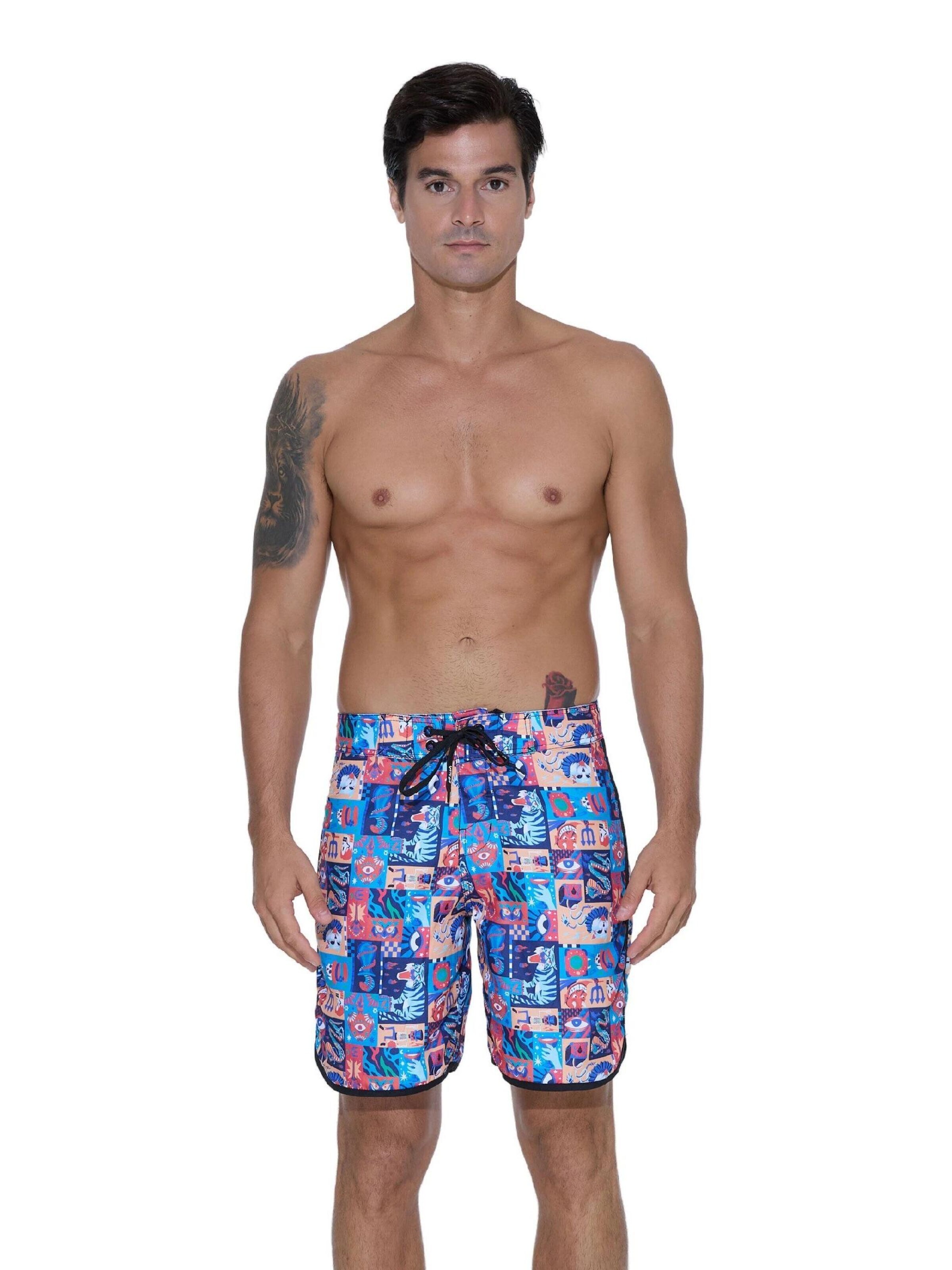 69Slam - Bermudas 'BAÑADOR LARGO MEDIO AXEL WEIRD BLOCK' en Mezcla de colores