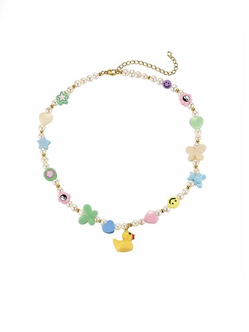 Cala Rose Necklace 'CRAZY DUCKY' in White: front