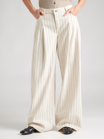 GUESS JEANS - Pierna ancha Pantalón vaquero plisado en beige: frente