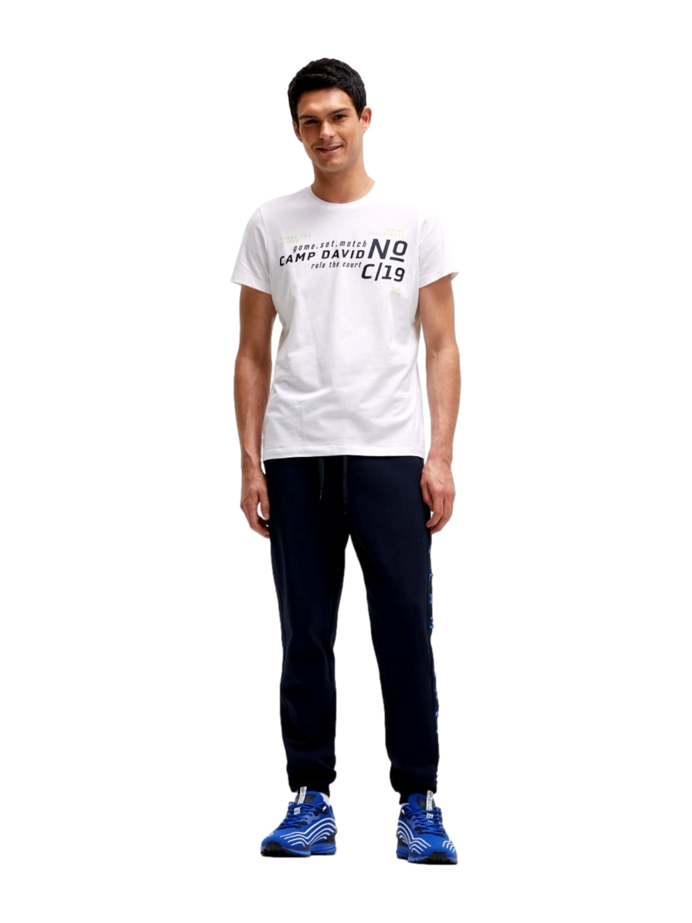 T-Shirt 'Game.Set.Match' CAMP DAVID en blanc