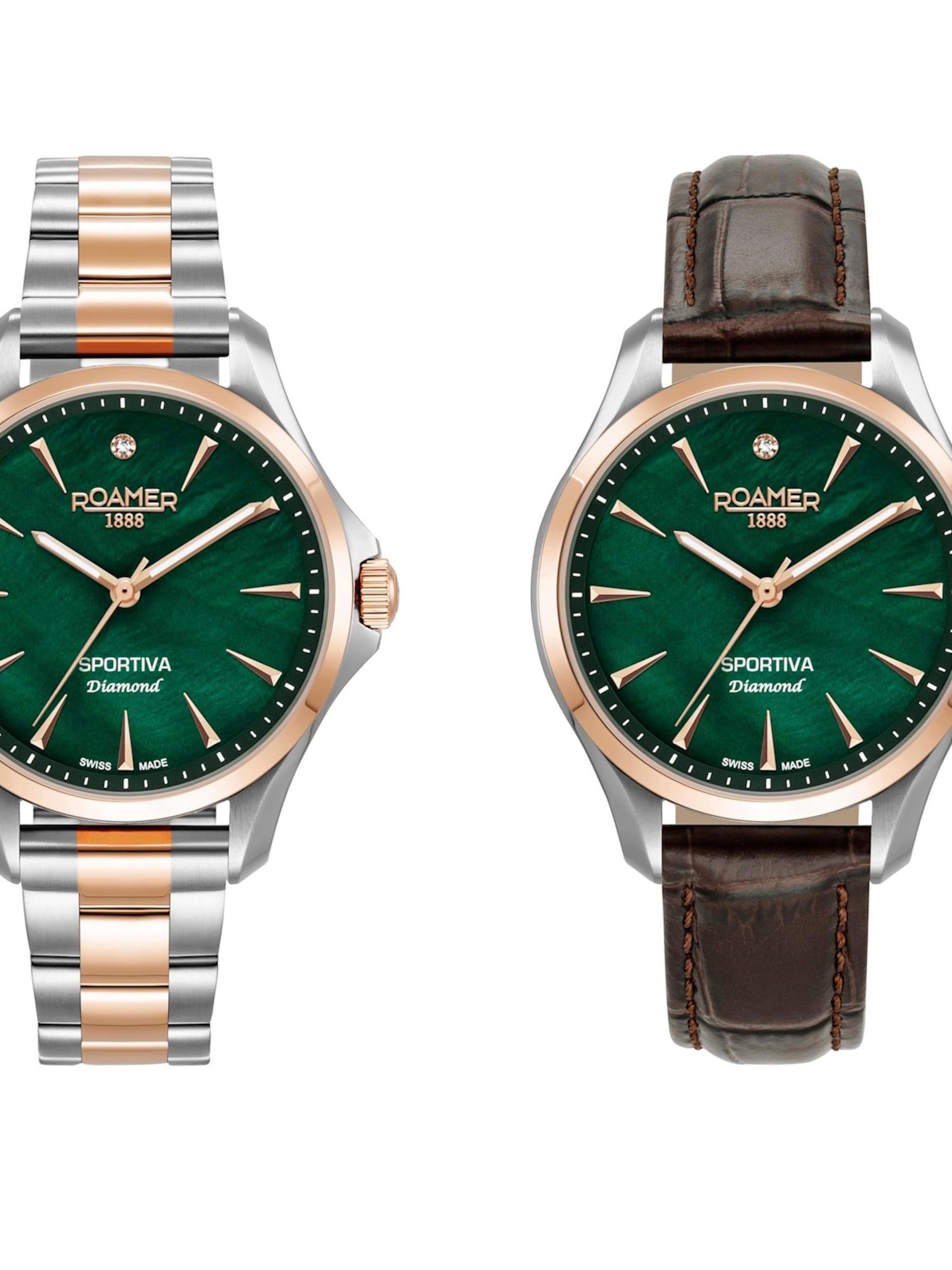 Roamer Analoguhr 'Sportiva Diamond'‌‌‌‌ in Grün: Vorderseite